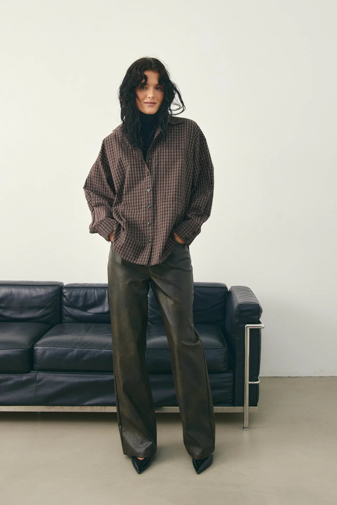 Leather Straight Pants