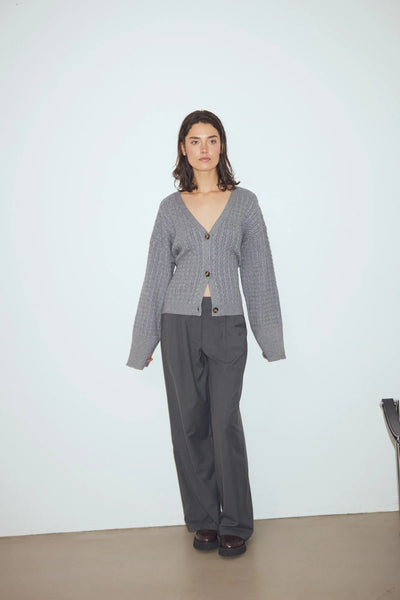 Cable-Knit Fitted Cardigan