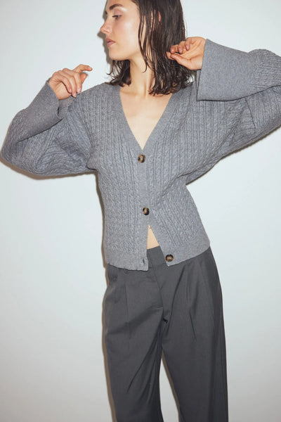 Cable-Knit Fitted Cardigan