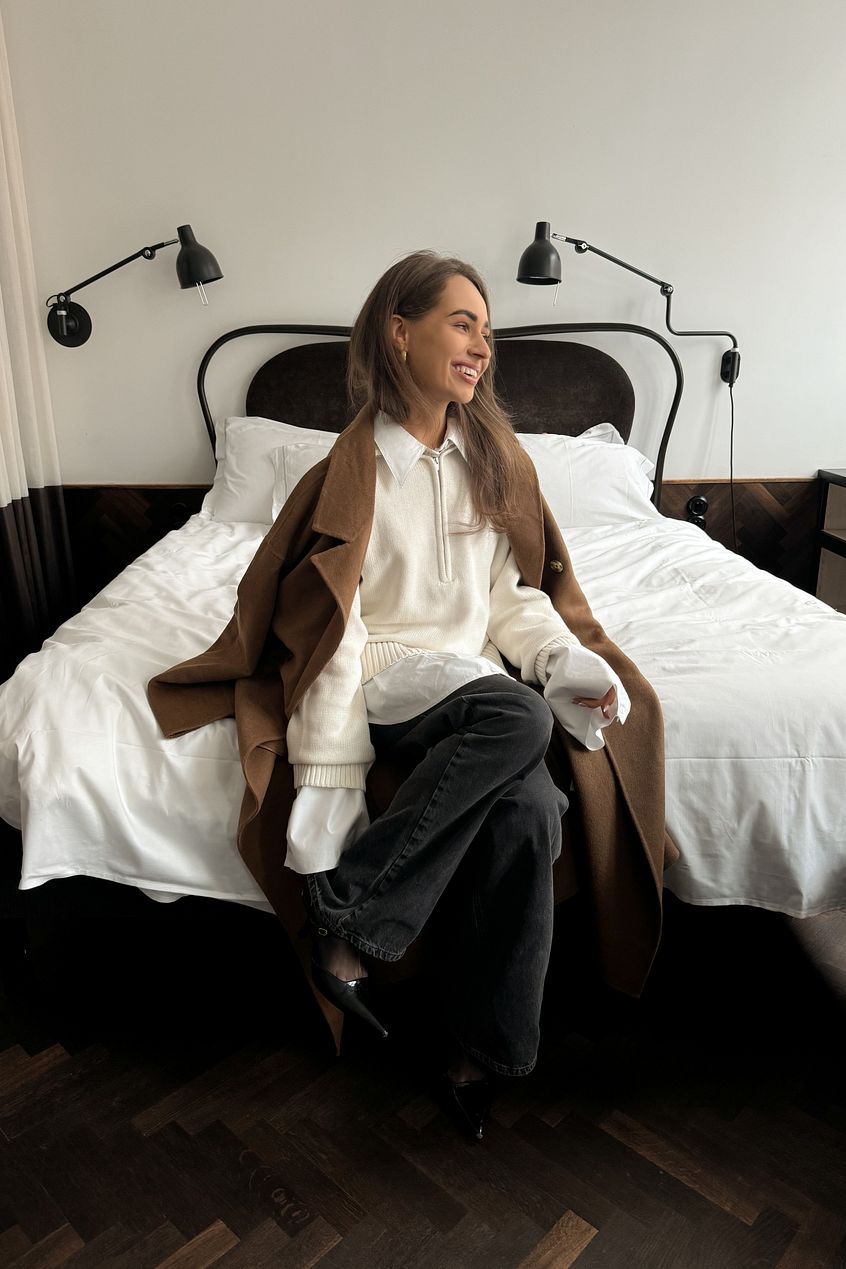 High Neck Zipped Knitted Sweater