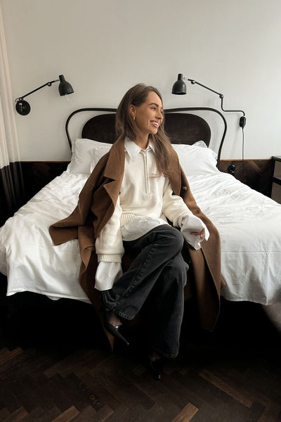 High Neck Zipped Knitted Sweater