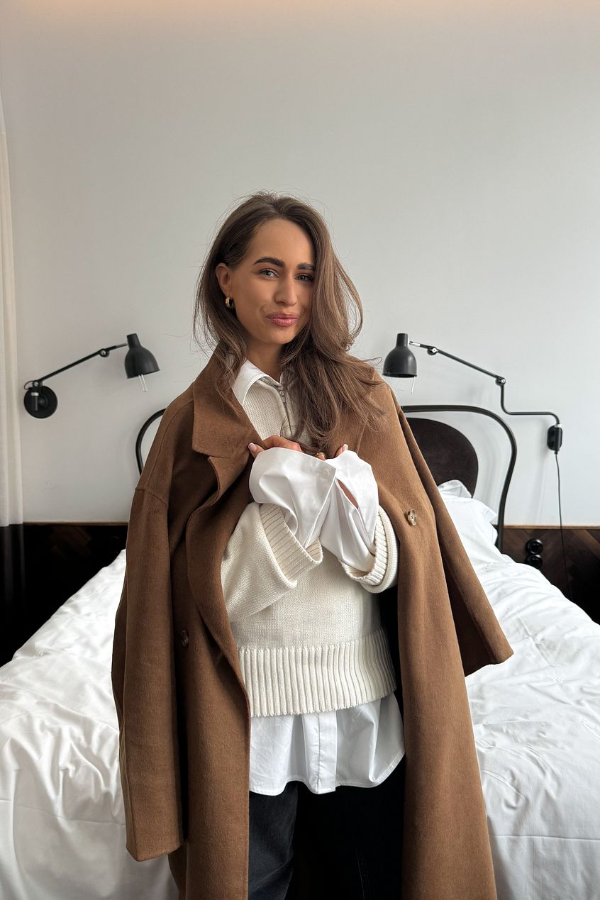 Double Buttoned Wool Blend Coat