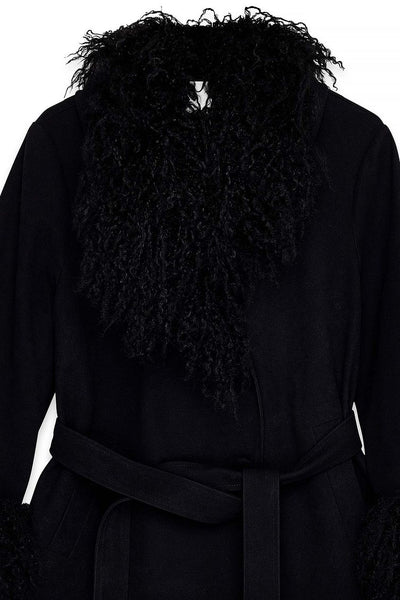 Bonded Detail Curly Faux Fur Jacket