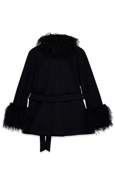 Bonded Detail Curly Faux Fur Jacket