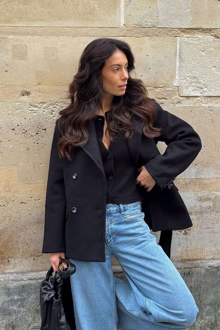 Oversized Wool Blend Short Coat