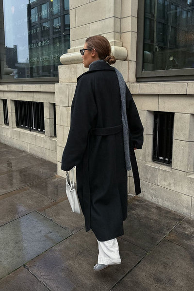 Oversized Wool Blend Belted Coat