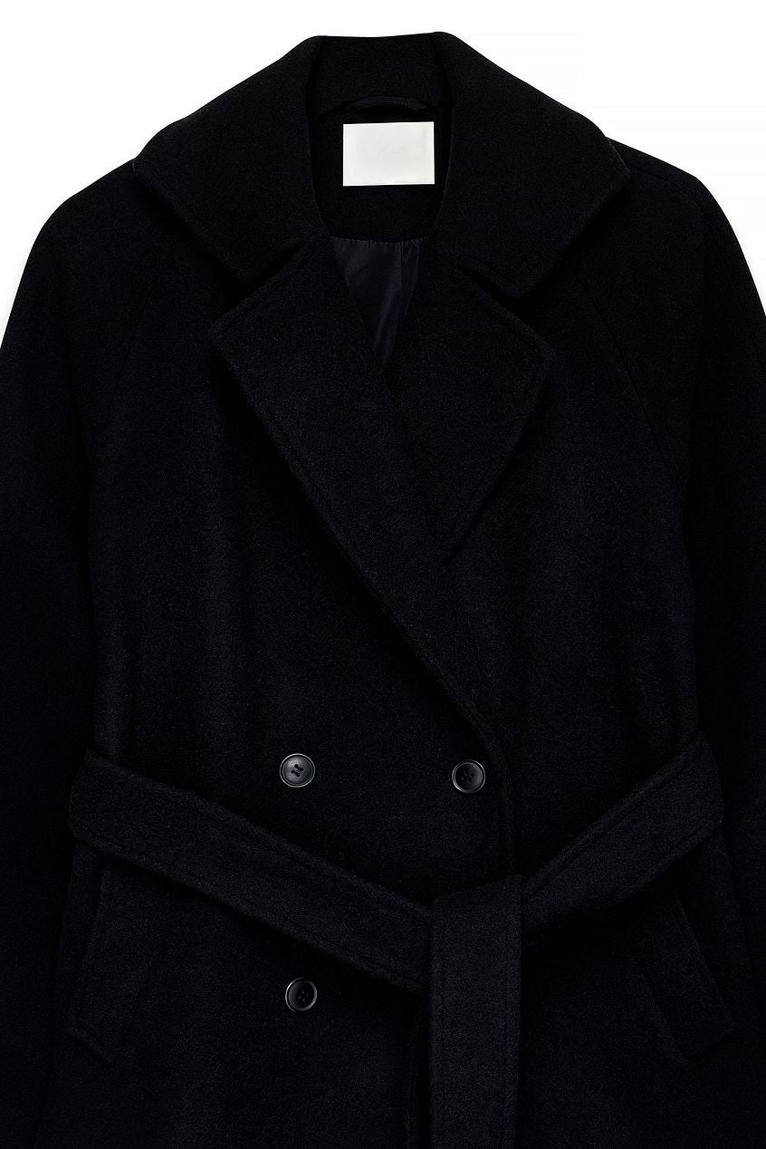 Oversized Wool Blend Belted Coat