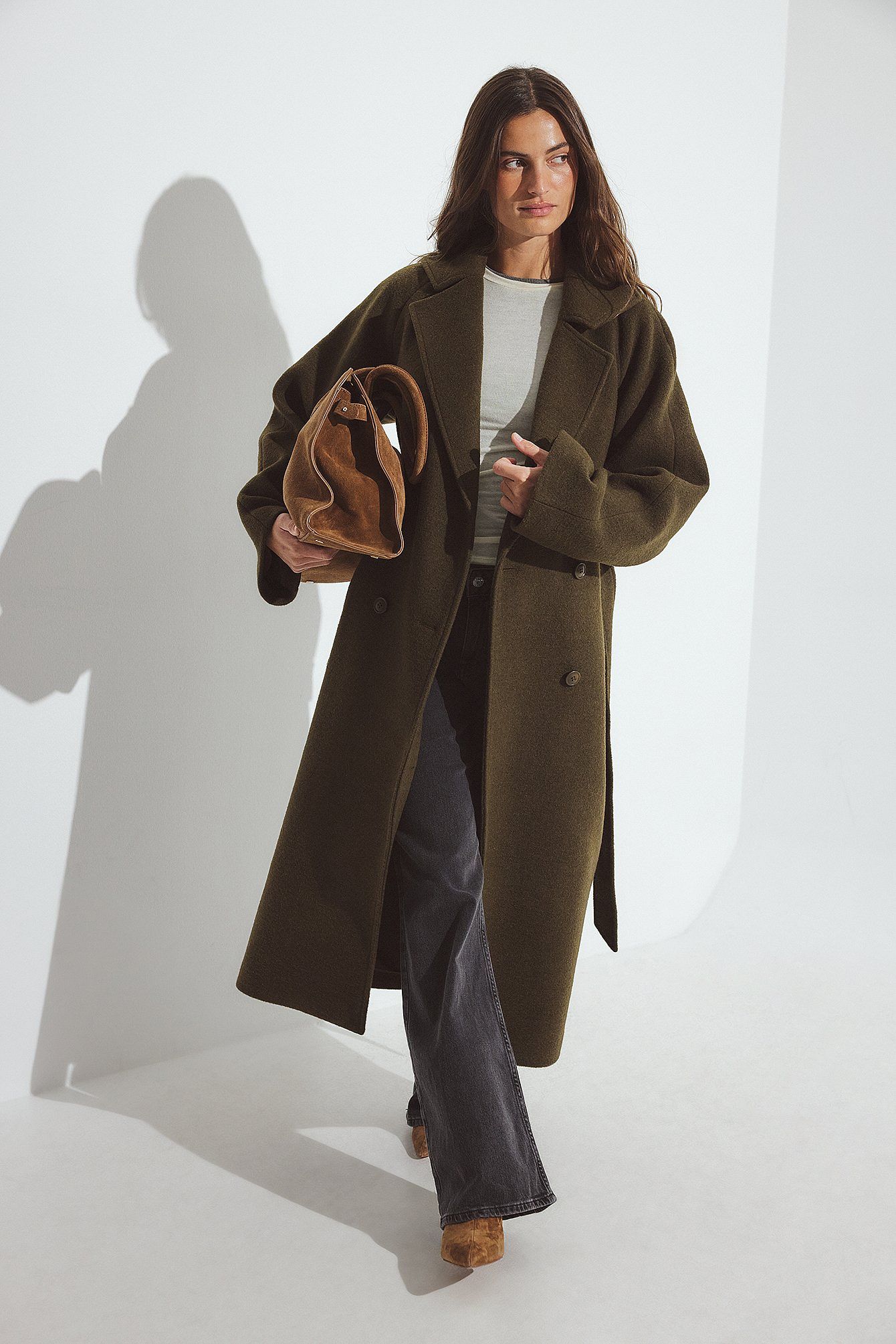 Oversized Wool Blend Belted Coat