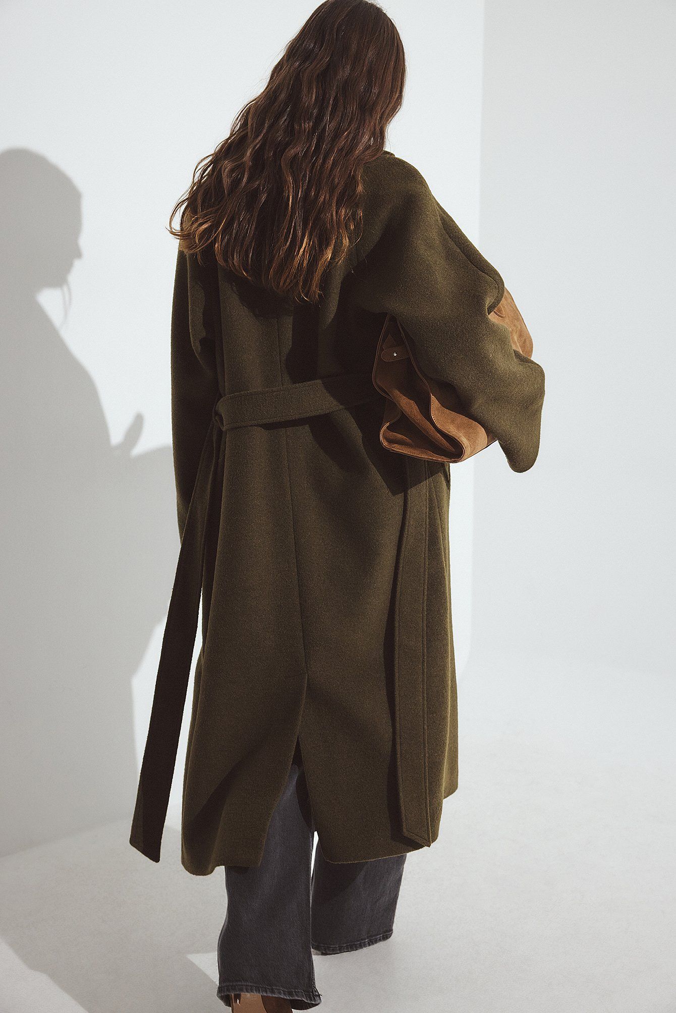 Oversized Wool Blend Belted Coat