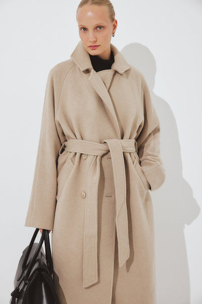 Oversized Wool Blend Belted Coat