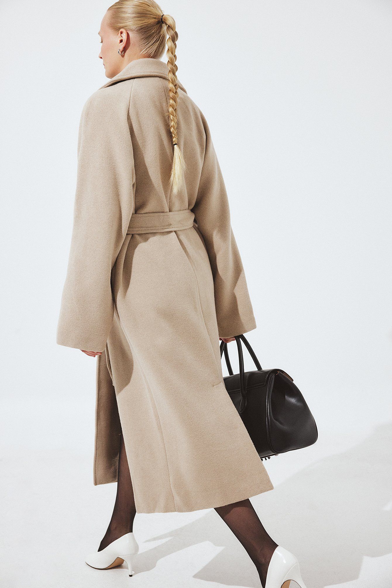 Oversized Wool Blend Belted Coat