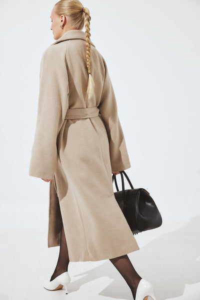 Oversized Wool Blend Belted Coat