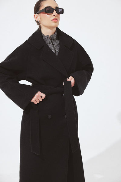 Oversized Wool Blend Belted Coat