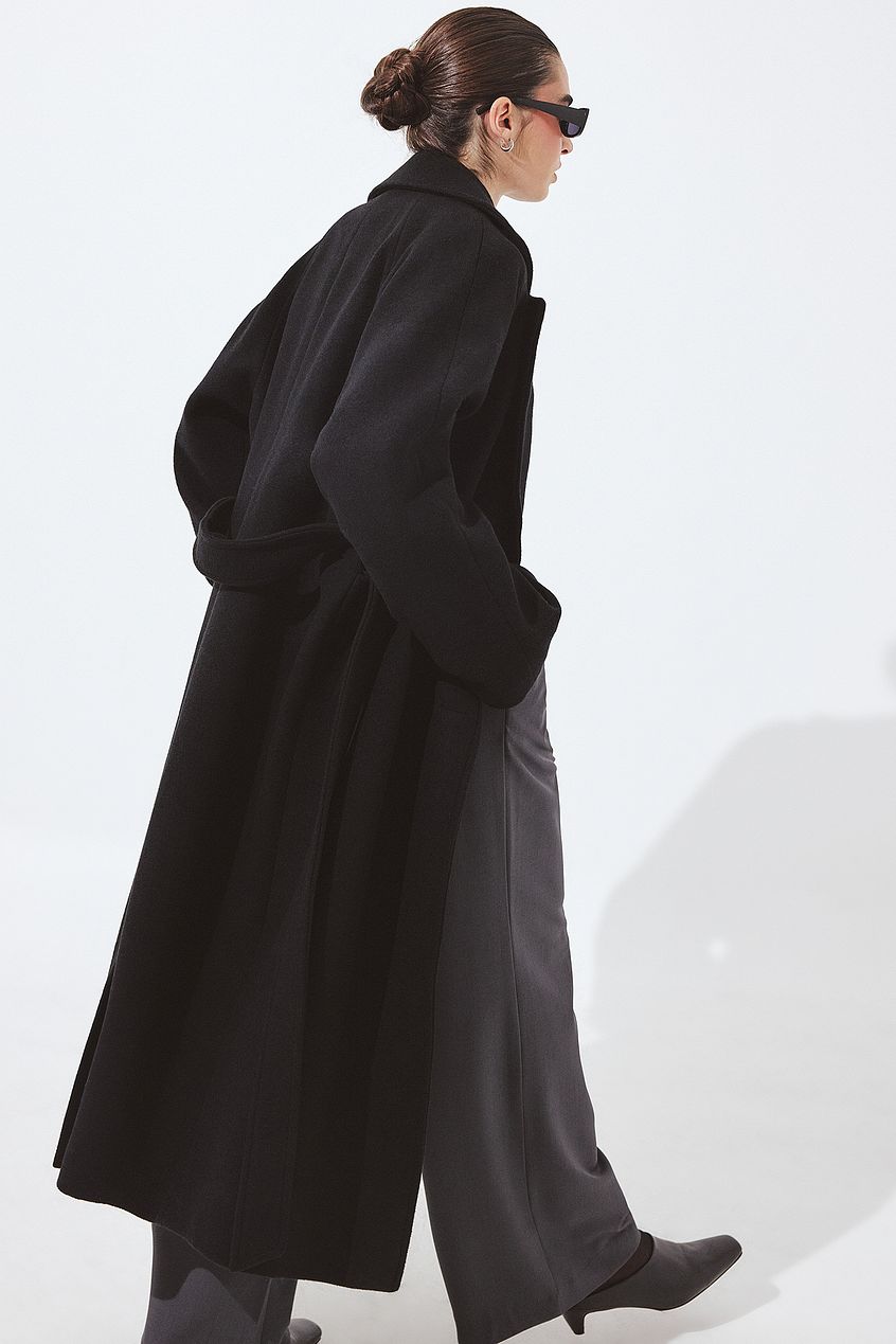 Oversized Wool Blend Belted Coat