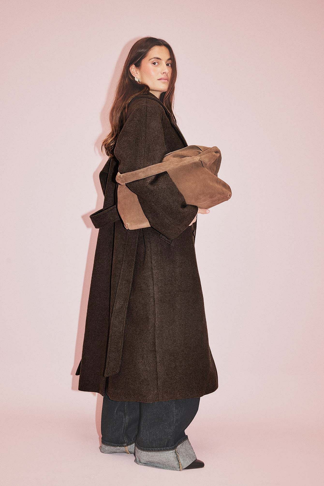 Oversized Wool Blend Belted Coat