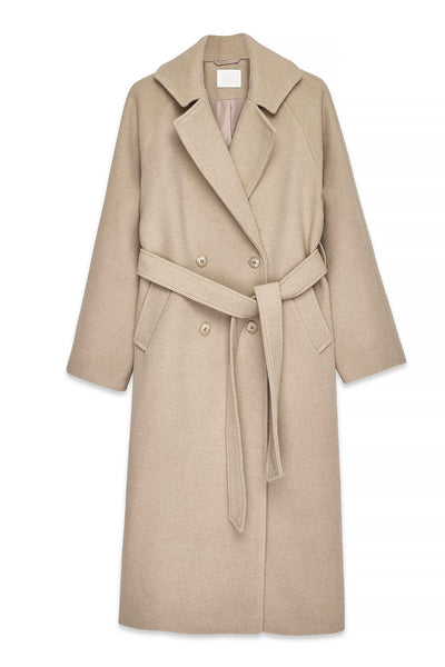 Oversized Wool Blend Belted Coat