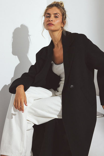 Double Buttoned Wool Blend Coat