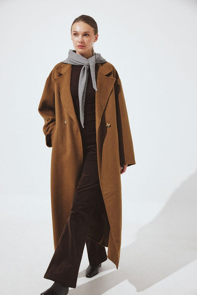 Double Buttoned Wool Blend Coat