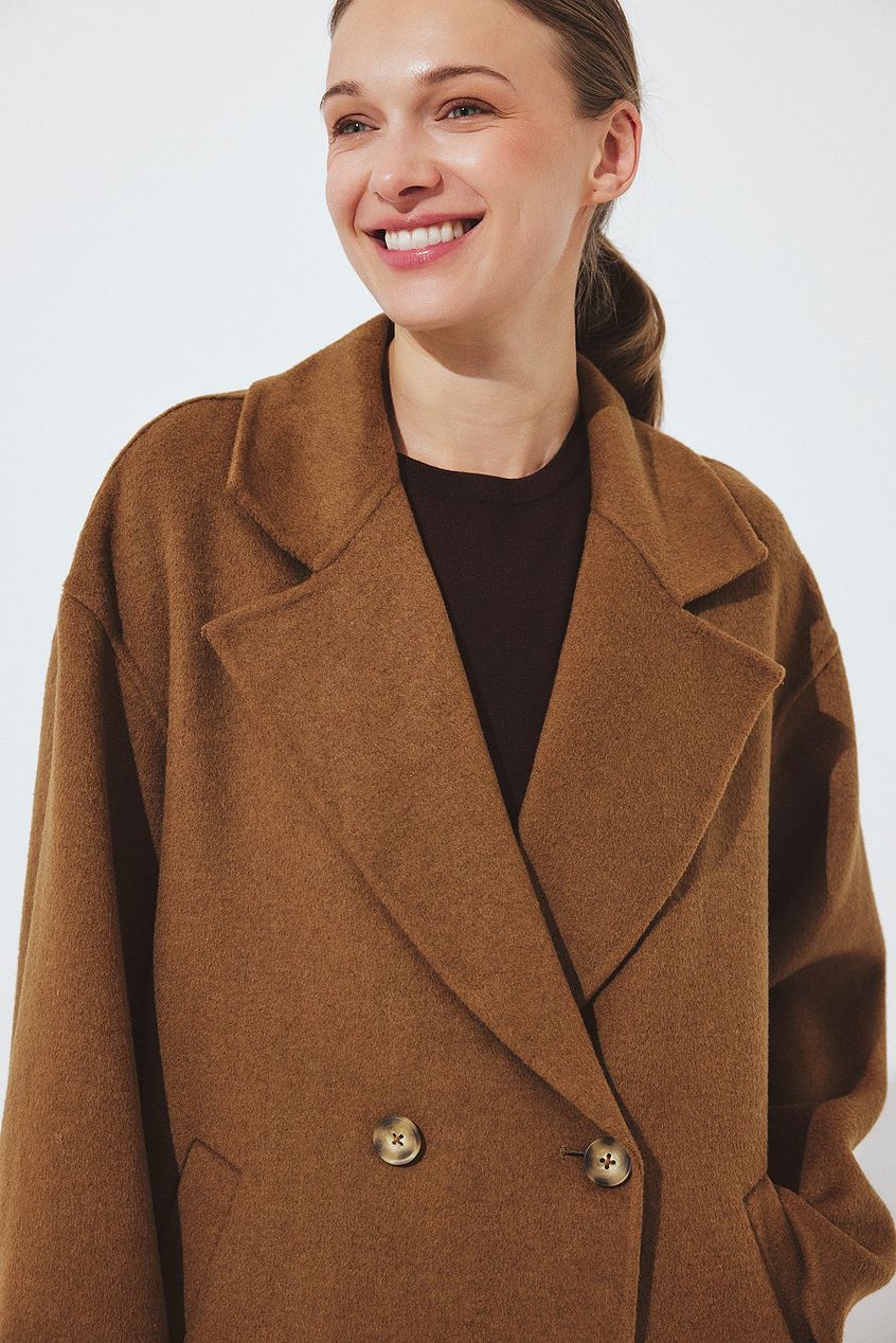 Double Buttoned Wool Blend Coat