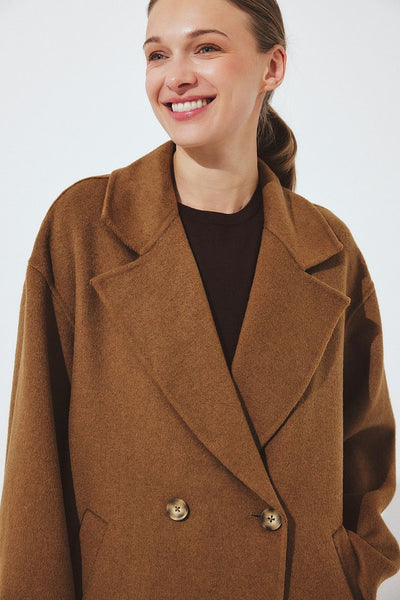 Double Buttoned Wool Blend Coat