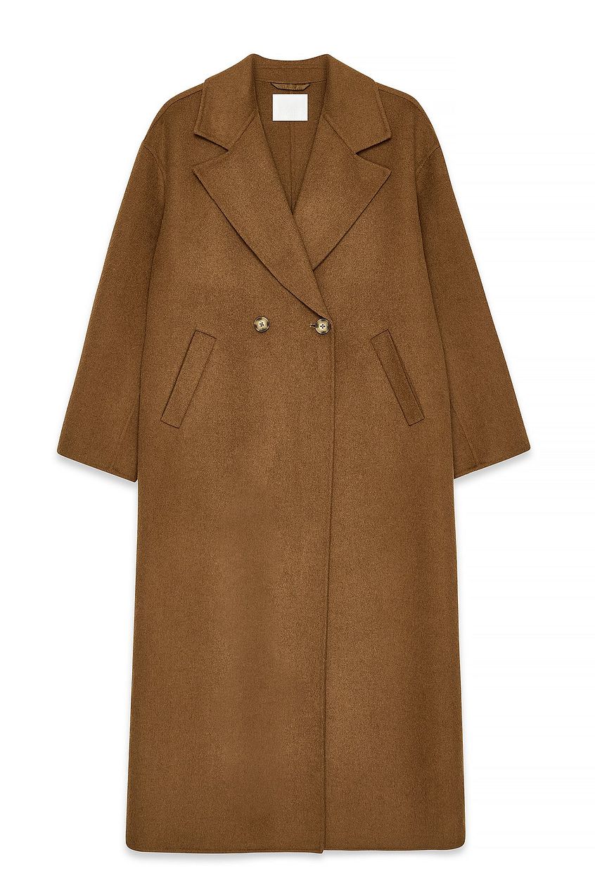 Double Buttoned Wool Blend Coat