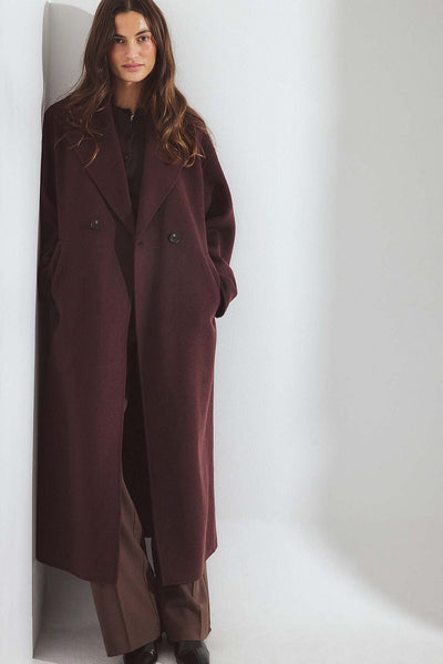 Double Buttoned Wool Blend Coat
