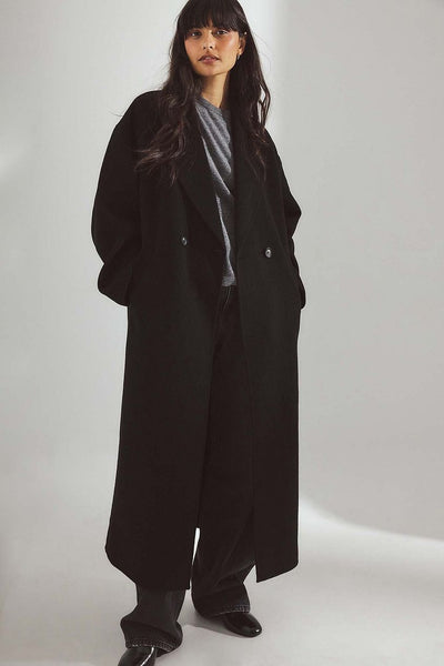 Double Buttoned Wool Blend Coat