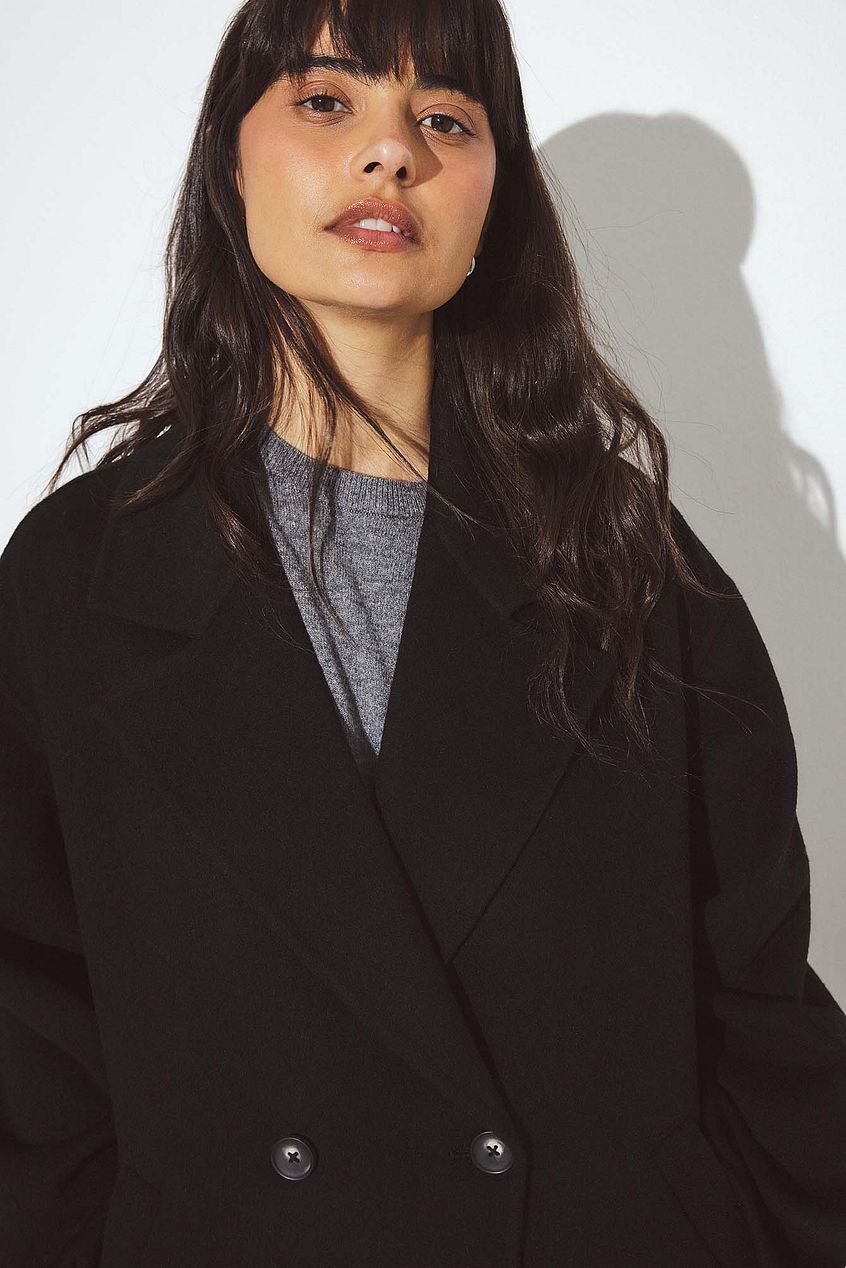 Double Buttoned Wool Blend Coat