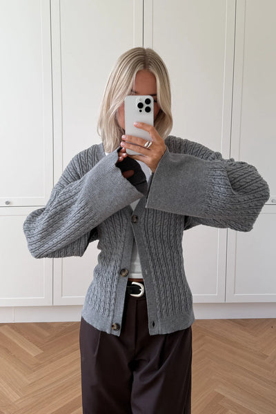 Cable-Knit Fitted Cardigan