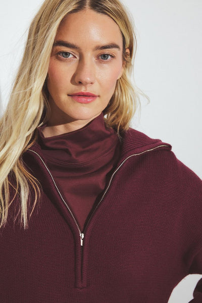 High Neck Zipped Knitted Sweater