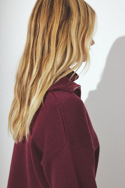 High Neck Zipped Knitted Sweater