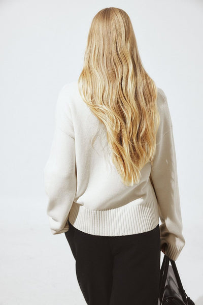 High Neck Zipped Knitted Sweater