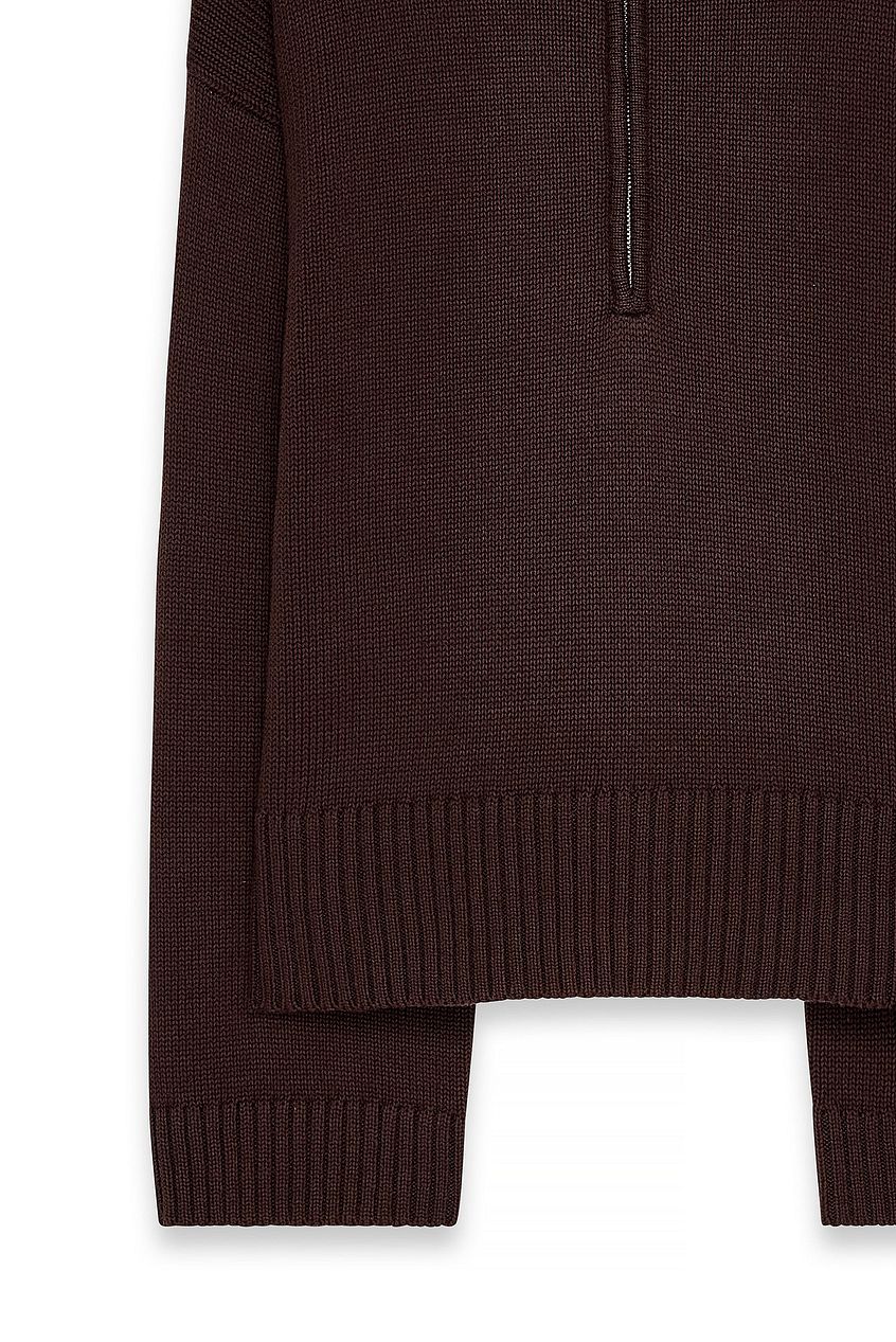 High Neck Zipped Knitted Sweater