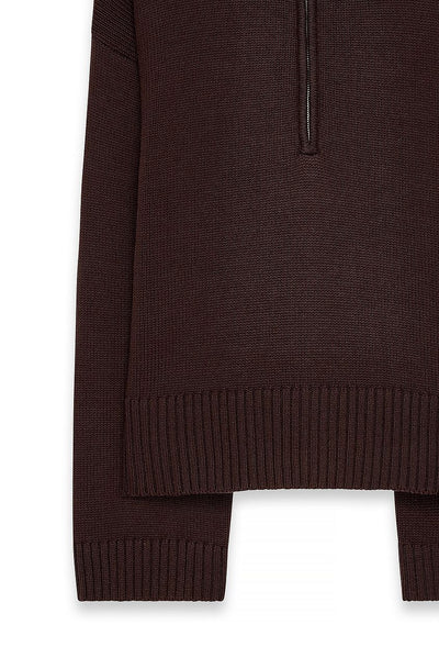 High Neck Zipped Knitted Sweater