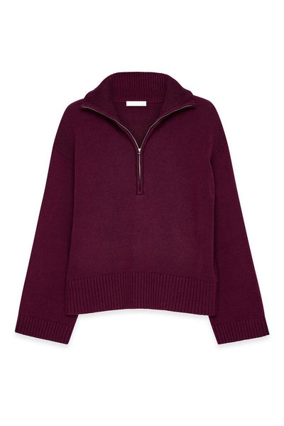 High Neck Zipped Knitted Sweater