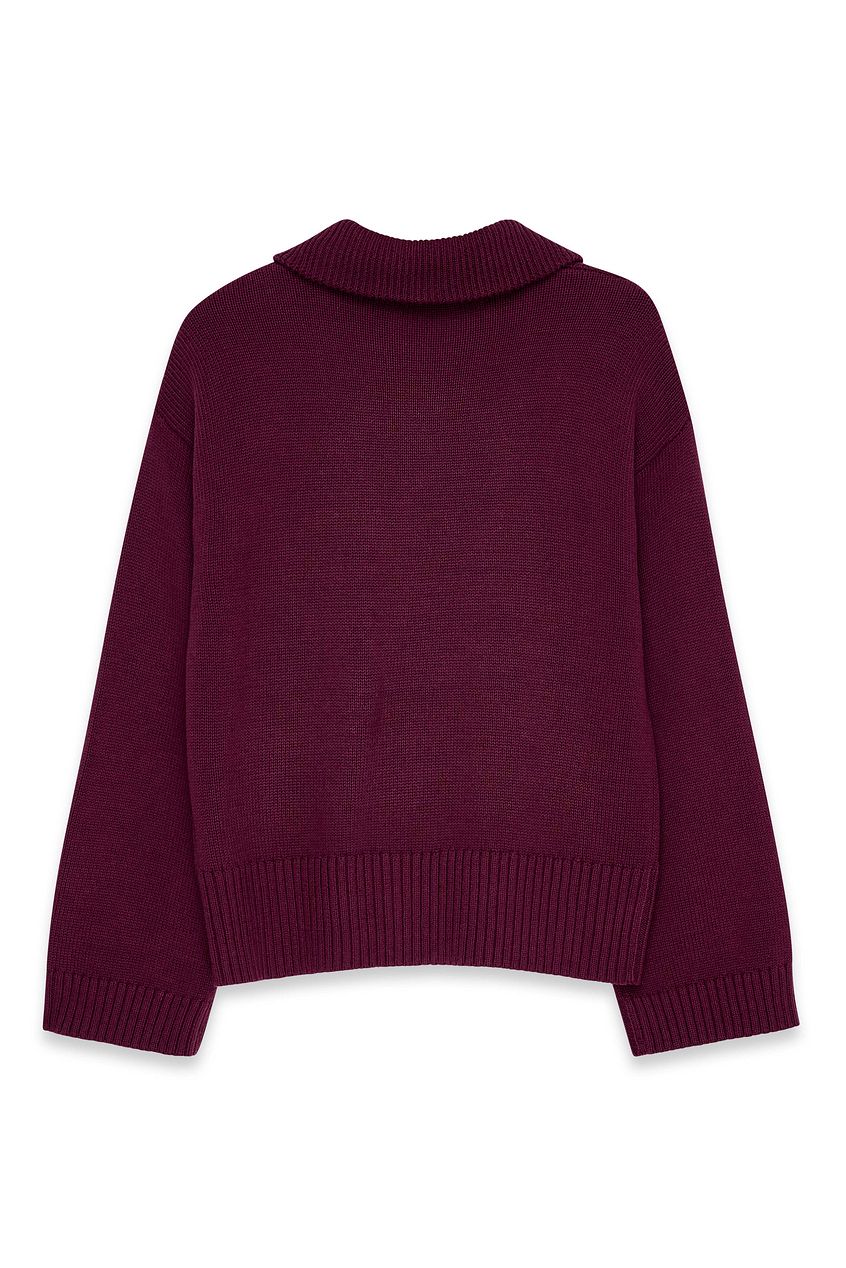 High Neck Zipped Knitted Sweater