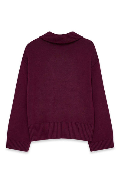High Neck Zipped Knitted Sweater