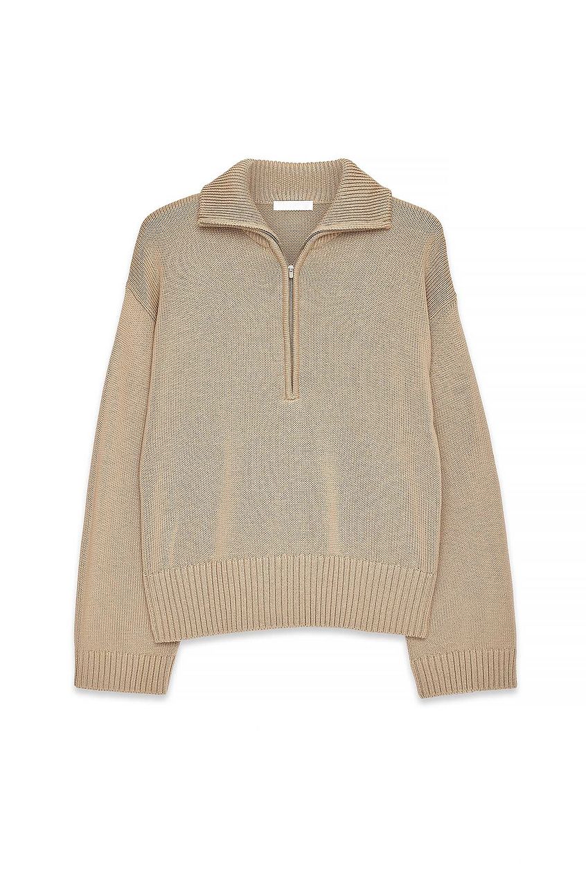 High Neck Zipped Knitted Sweater