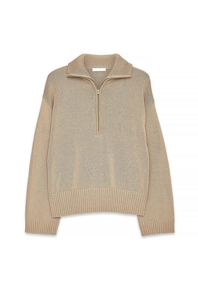 High Neck Zipped Knitted Sweater