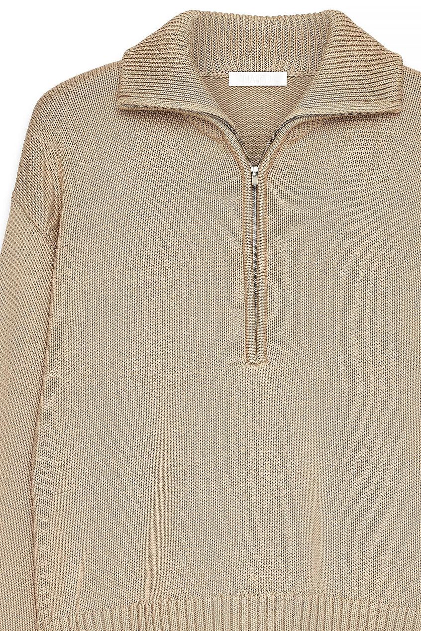 High Neck Zipped Knitted Sweater