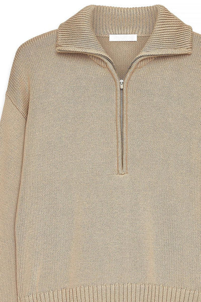 High Neck Zipped Knitted Sweater