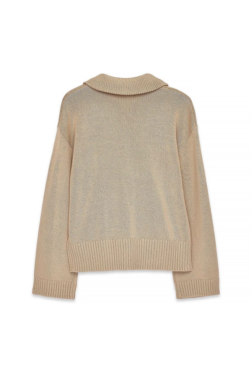 High Neck Zipped Knitted Sweater