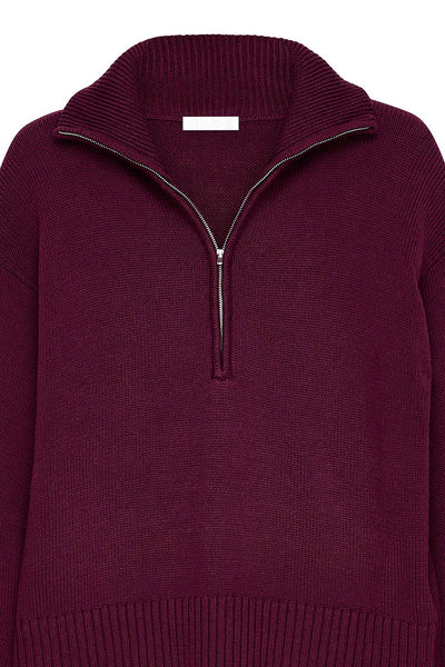 High Neck Zipped Knitted Sweater