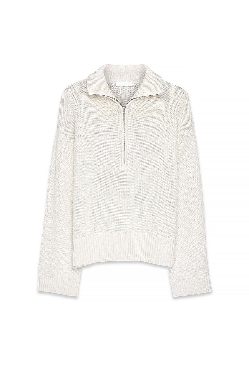 High Neck Zipped Knitted Sweater