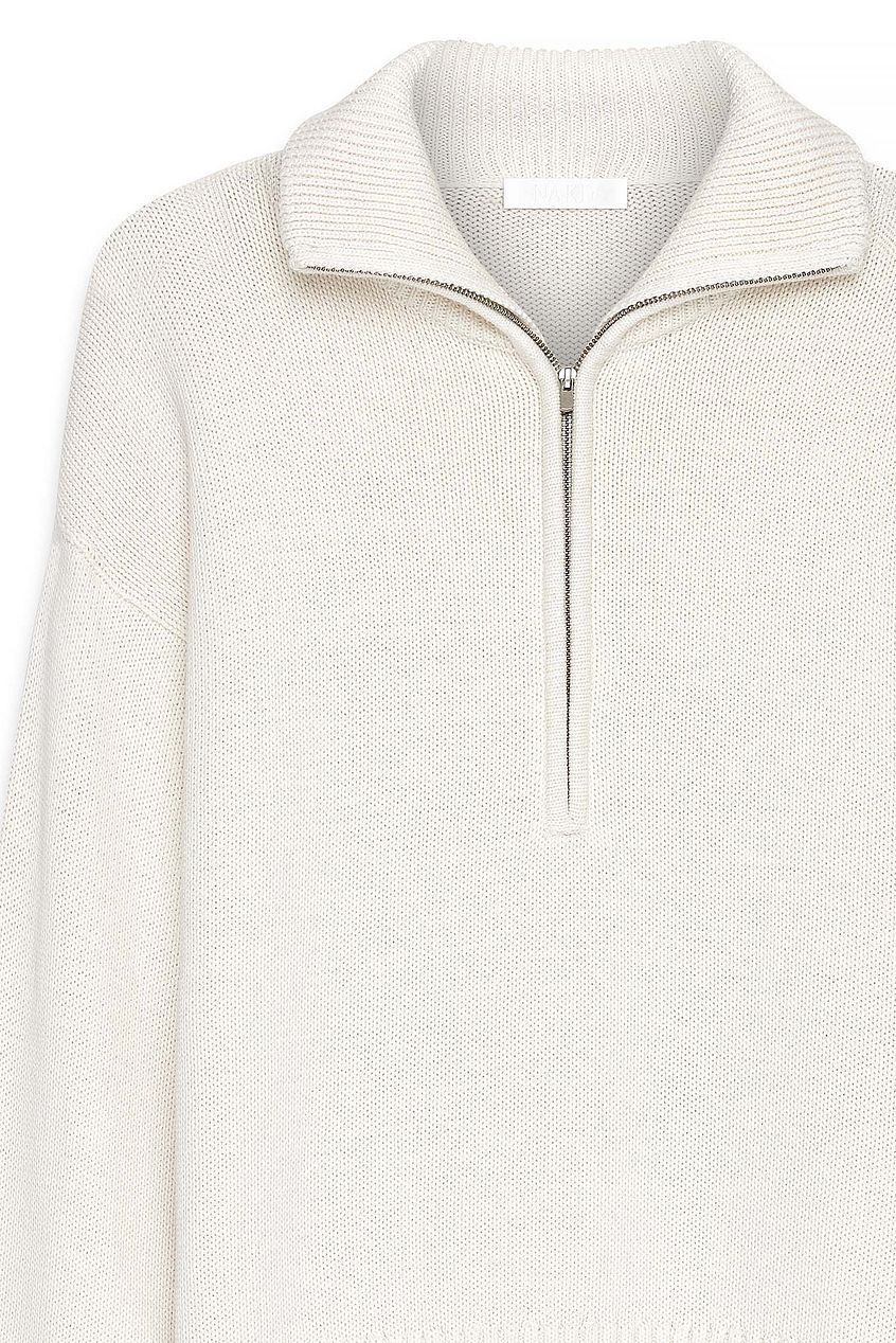 High Neck Zipped Knitted Sweater