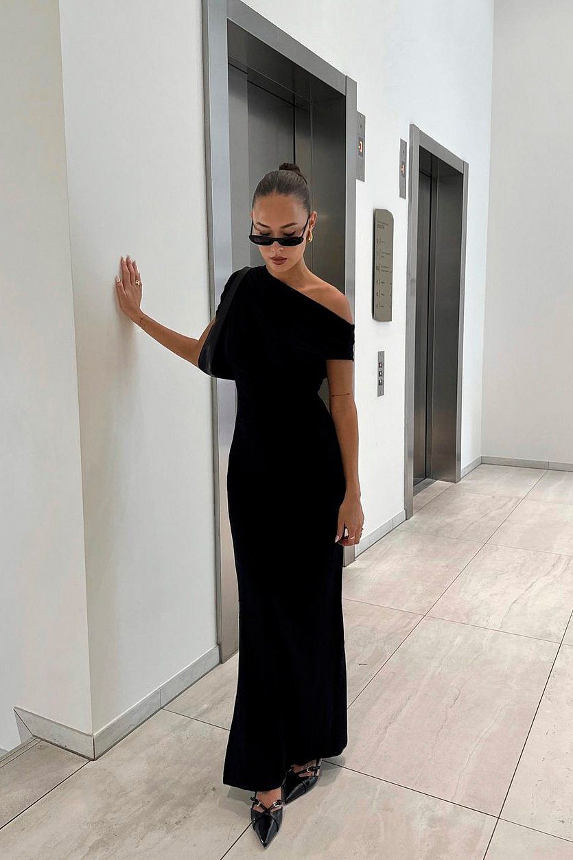 Soft Line Draped Maxi Dress