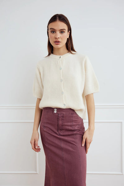 Soft Knit Button Cardigan – Short Sleeve