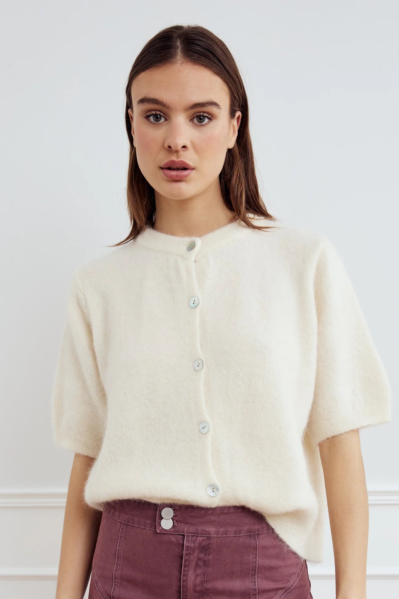 Soft Knit Button Cardigan – Short Sleeve