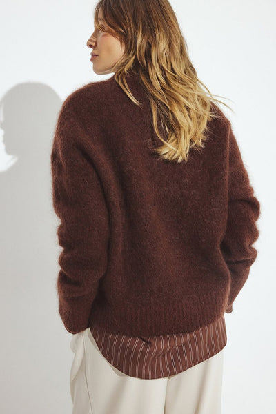 Knitted Mohair Blend Round Neck Sweater