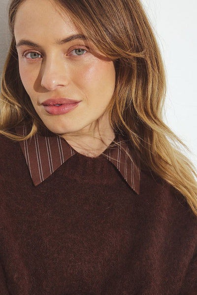 Knitted Mohair Blend Round Neck Sweater